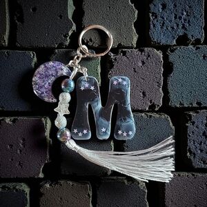 Black and Silver Keychain with Tassel